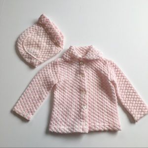Vintage baby girl knit sweater and hat💞